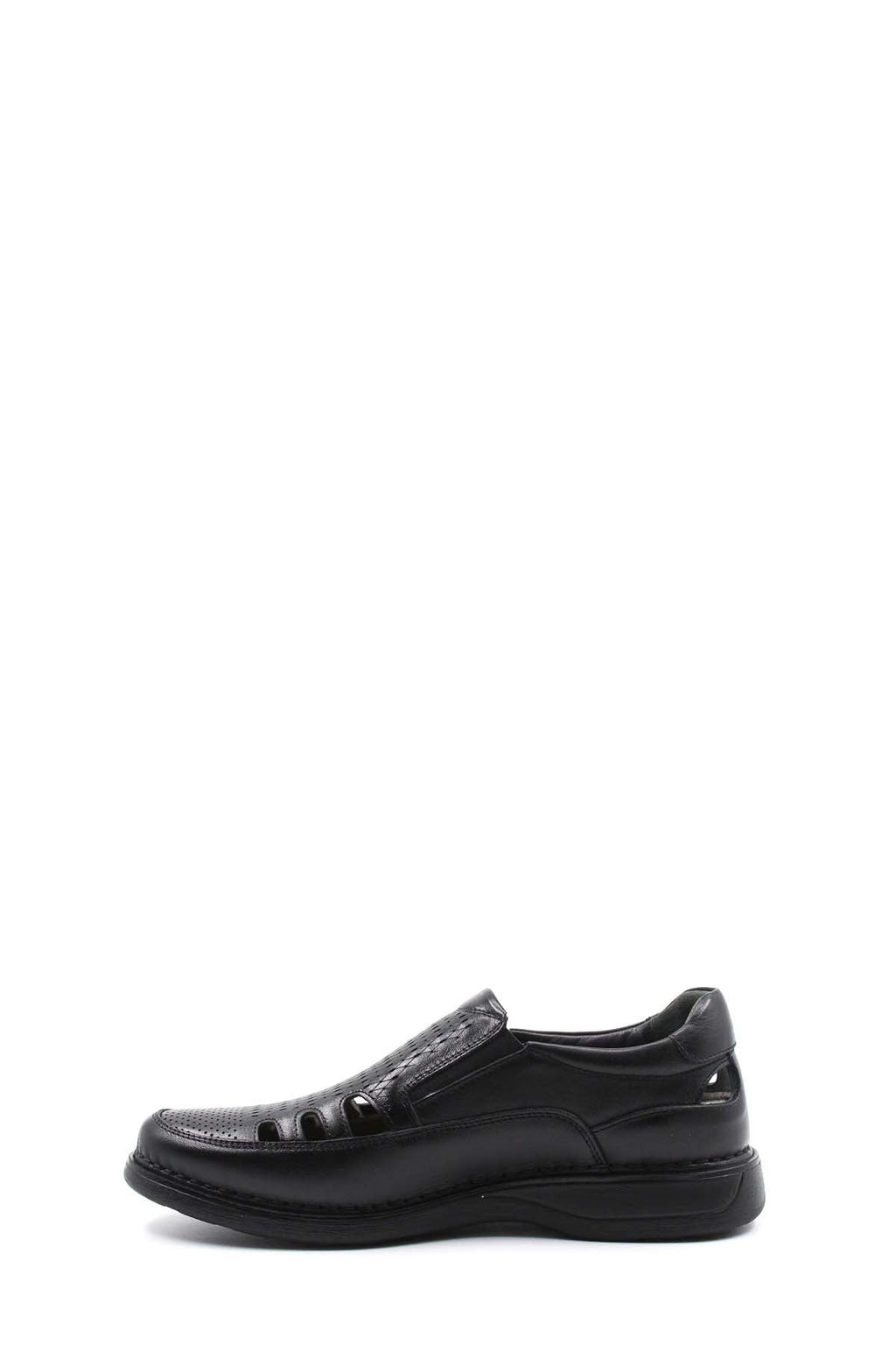 Men's Black Orthopedic Leather Sandals - Wessi