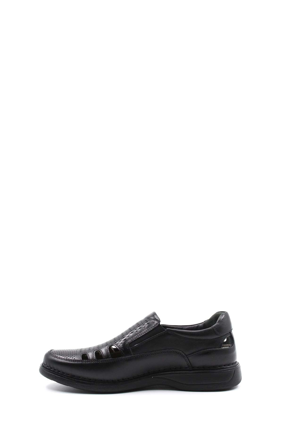 Men's Black Orthopedic Leather Sandals - Wessi