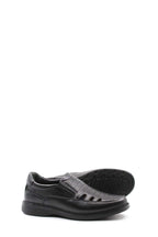 Men's Black Orthopedic Leather Sandals - Wessi