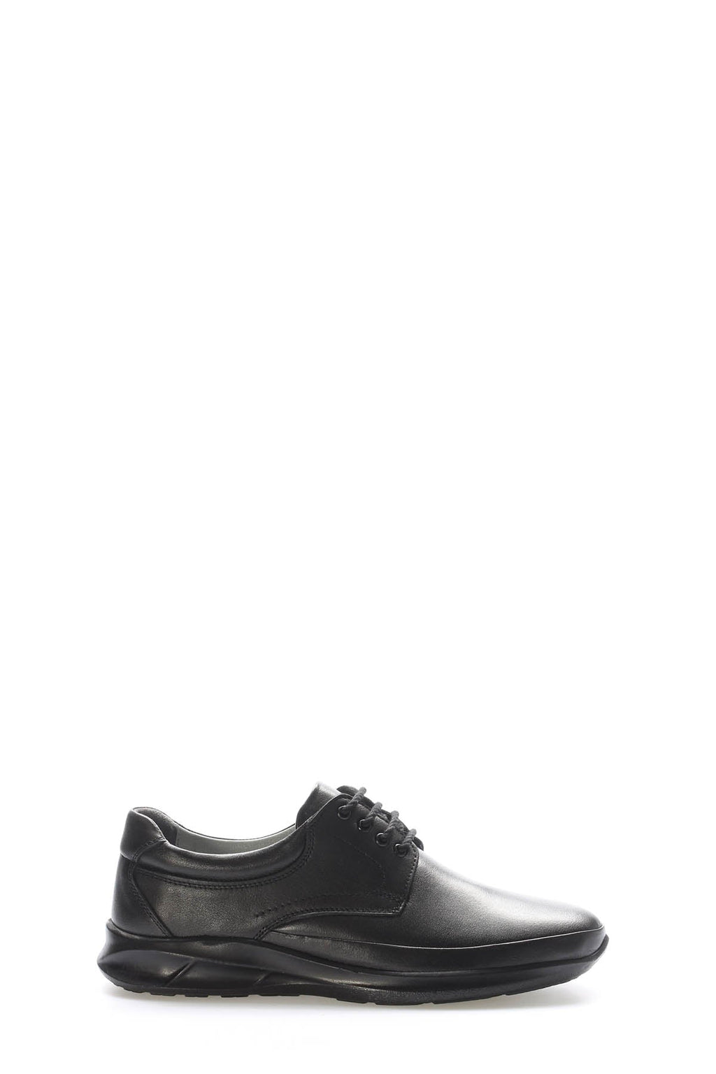 Black Leather Raised-Sole Casual Sneakers for Men | Wessi