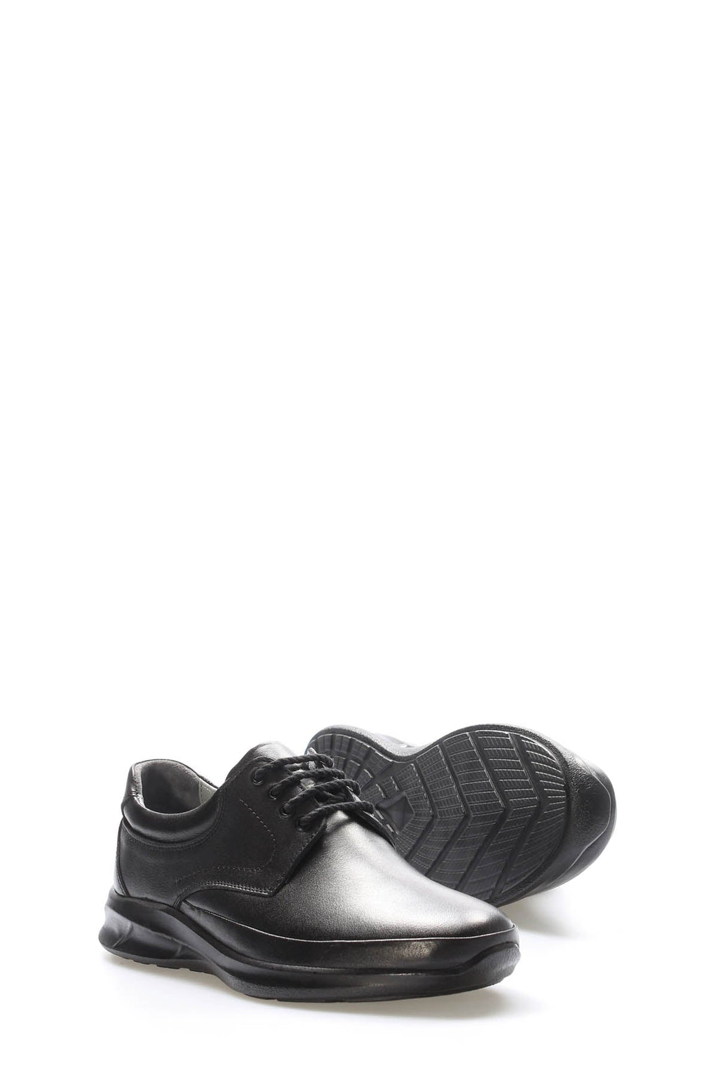 Black Leather Raised-Sole Casual Sneakers for Men | Wessi