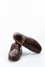 Men's Brown Orthopedic Leather Casual Lace-Up Comfort Shoes - Wessi