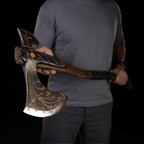 Hand-forged Leviathan axe with leather wrap "Ragnarok Kratos axe"