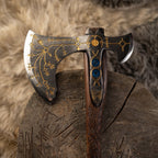 Hand-forged Leviathan axe with leather wrap "Ragnarok Kratos axe"