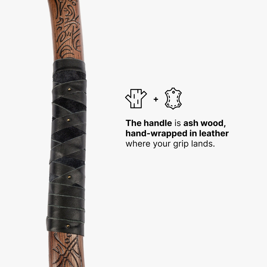 Hand-forged Leviathan axe with leather wrap "Ragnarok Kratos axe"