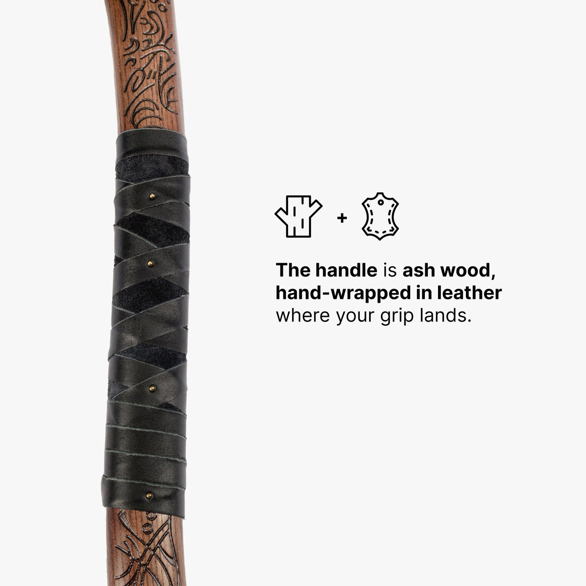 Hand-forged Leviathan axe with leather wrap "Ragnarok Kratos axe"