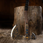 Hand-forged Leviathan axe with leather wrap "Ragnarok Kratos axe"