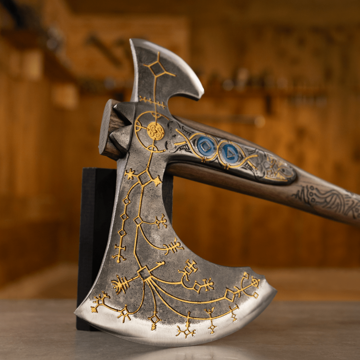 Hand-forged Leviathan axe with leather wrap "Ragnarok Kratos axe"