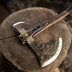 Hand-forged Leviathan axe with leather wrap "Ragnarok Kratos axe"
