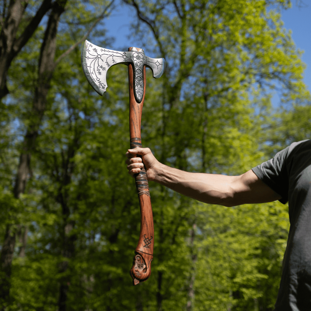 Hand-forged Leviathan axe with leather wrap
