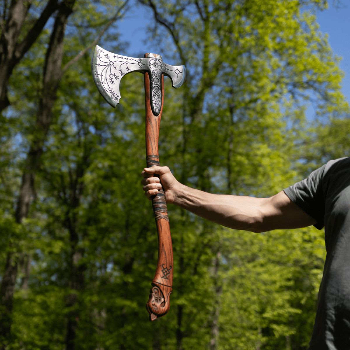 Hand-forged Leviathan axe with leather wrap