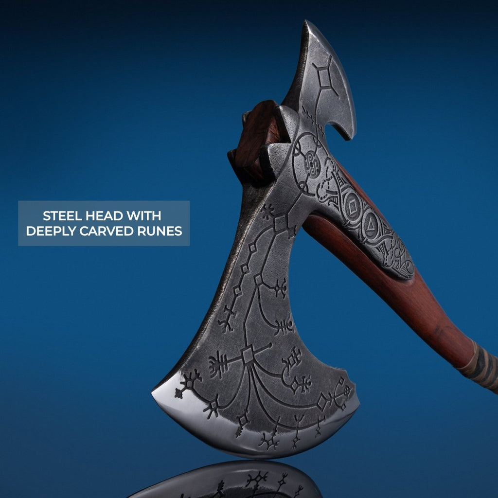 Hand-forged Leviathan axe with leather wrap