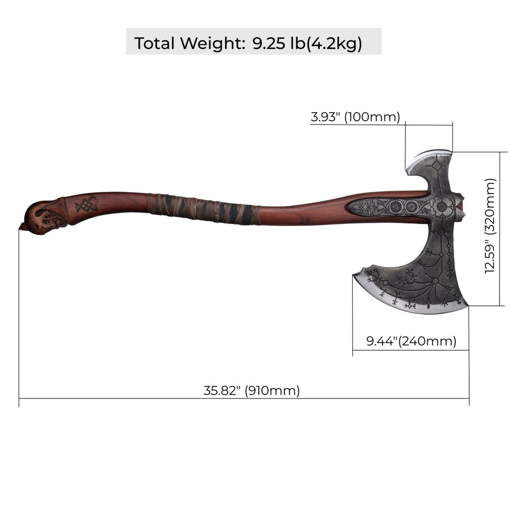 Hand-forged Leviathan axe with leather wrap