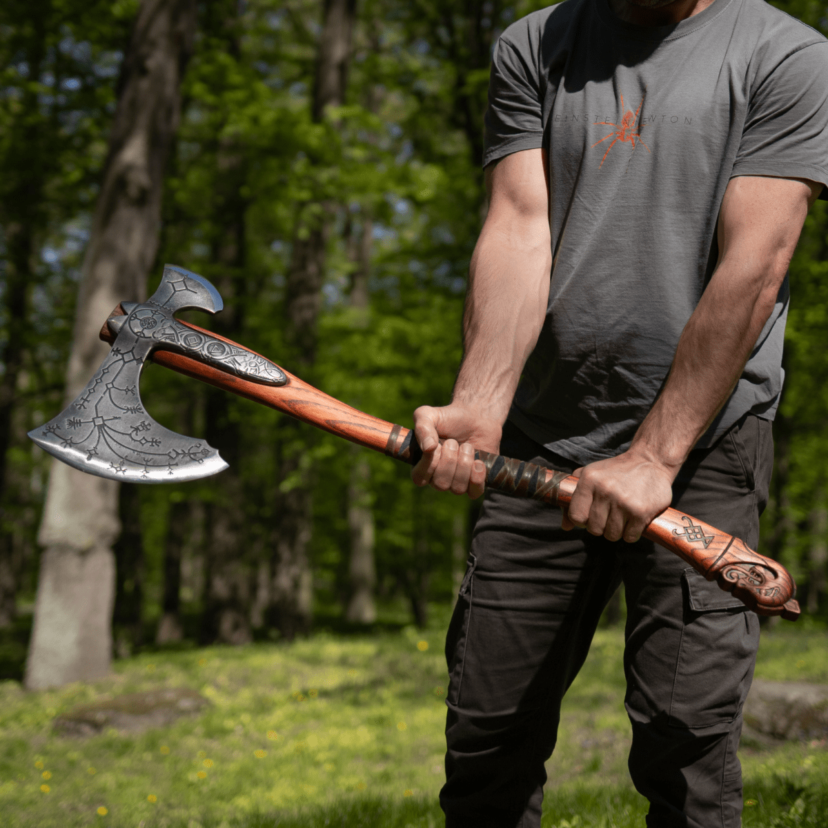 Hand-forged Leviathan axe with leather wrap