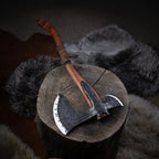 Hand-forged Leviathan axe with leather wrap