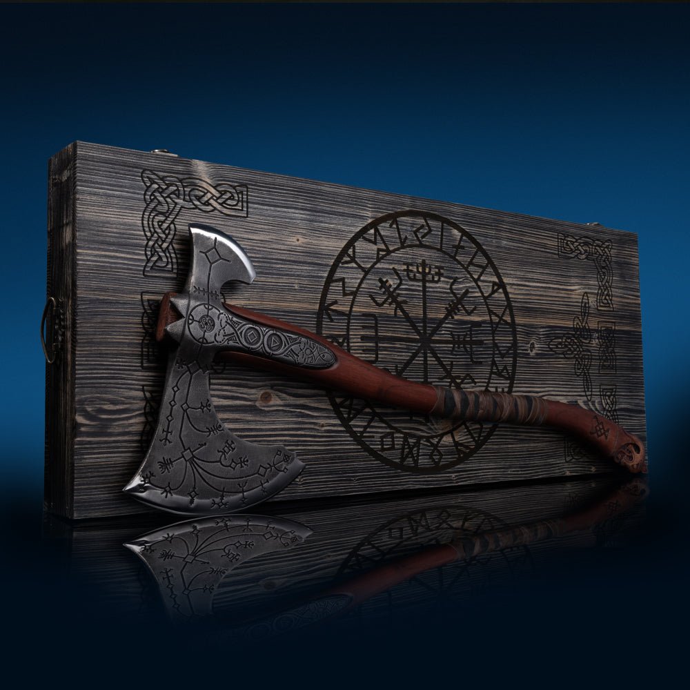 Hand-forged Leviathan axe with leather wrap
