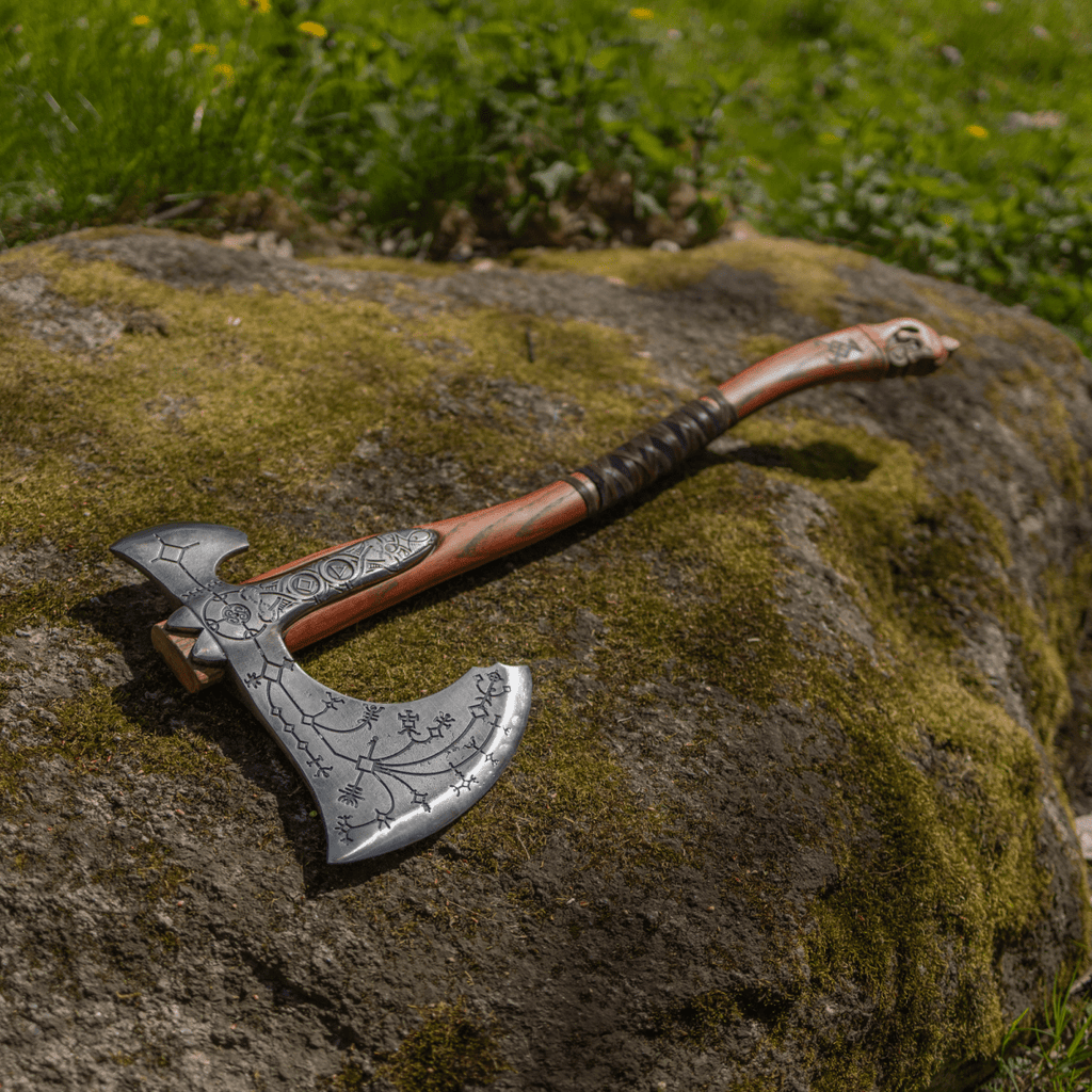 Hand-forged Leviathan axe with leather wrap