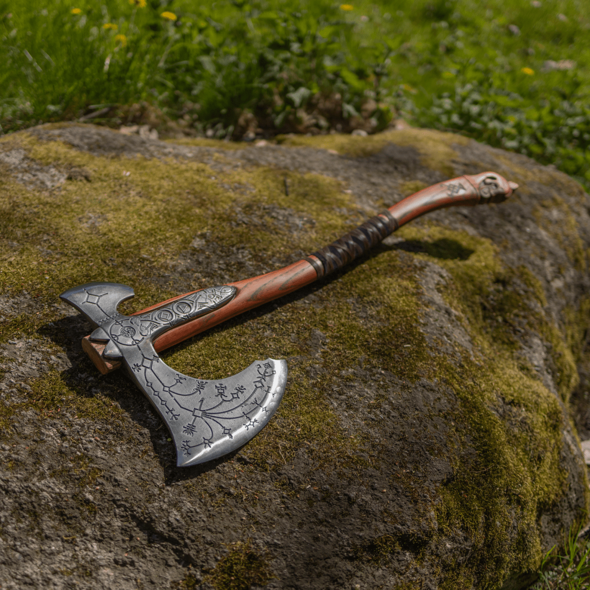 Hand-forged Leviathan axe with leather wrap