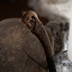 Hand-forged "Ragnarok Kratos axe" with carved handle and Glow-in-the-Dark Runes
