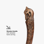 Hand-forged "Ragnarok Kratos axe" with carved handle and Glow-in-the-Dark Runes
