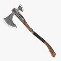 Hand-forged "Ragnarok Kratos axe" with carved handle and Glow-in-the-Dark Runes