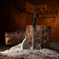 Hand-forged "Ragnarok Kratos axe" with carved handle and Glow-in-the-Dark Runes