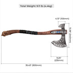 Hand-forged "Ragnarok Kratos axe" with carved handle and Glow-in-the-Dark Runes