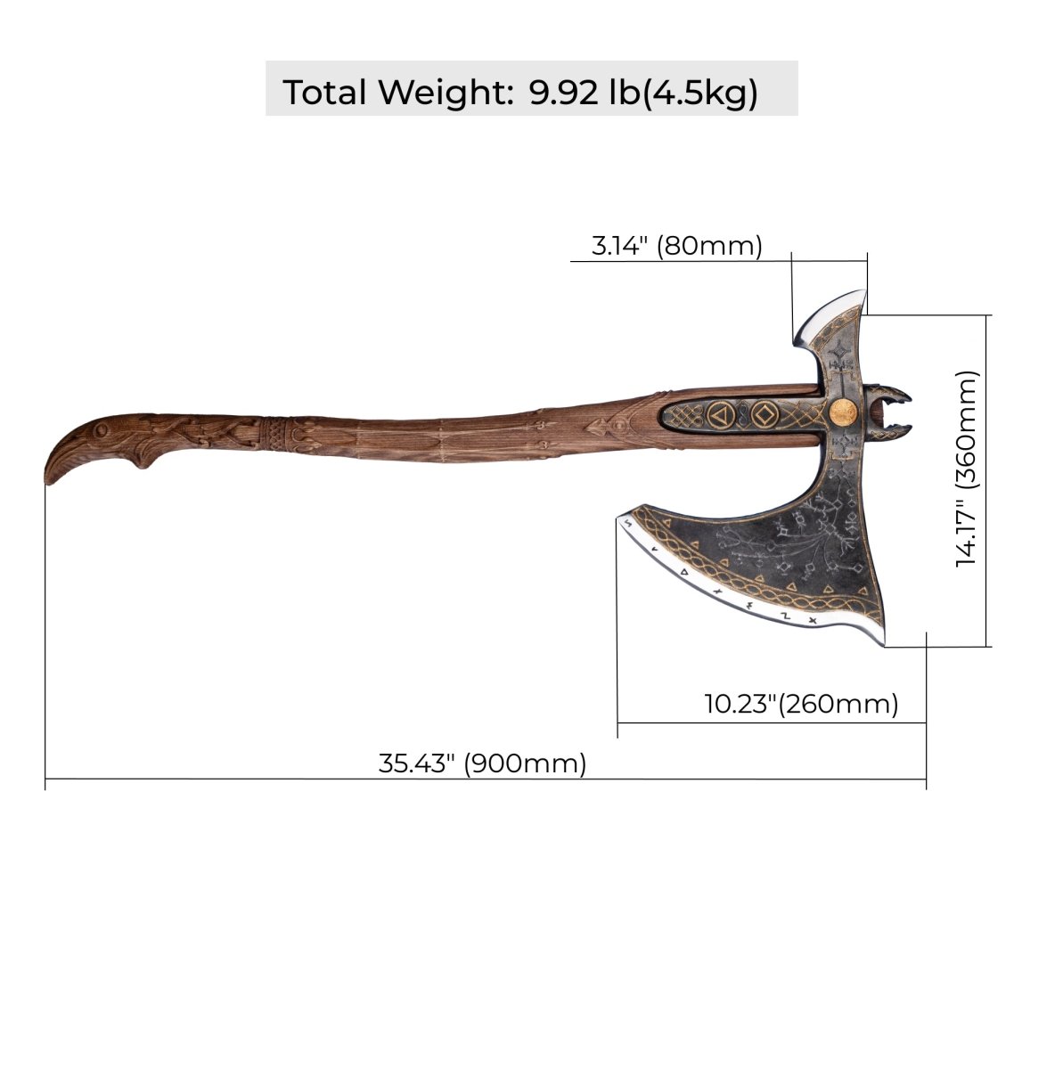 Handcrafted Leviathan axe with glow in the dark runes