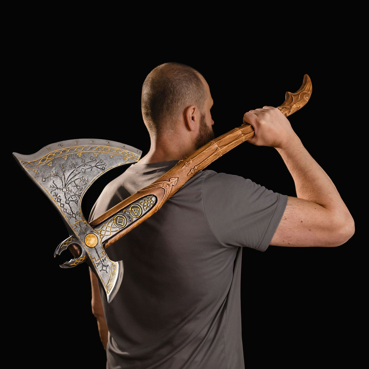 Handcrafted Leviathan axe with glow in the dark runes