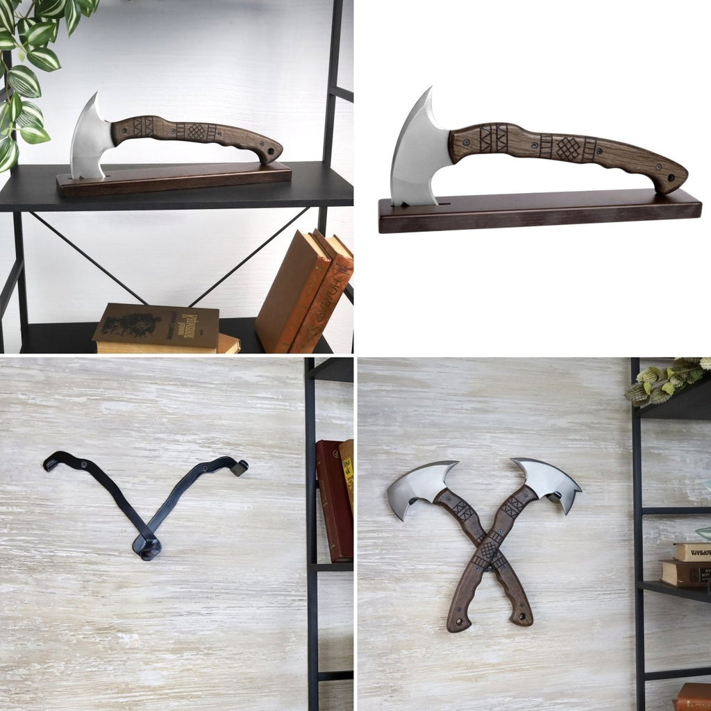 Handcrafted tomahawk "Takoda" with tribal engraving