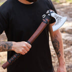 Handmade Norse axe ''Njord" with gently leather wrap