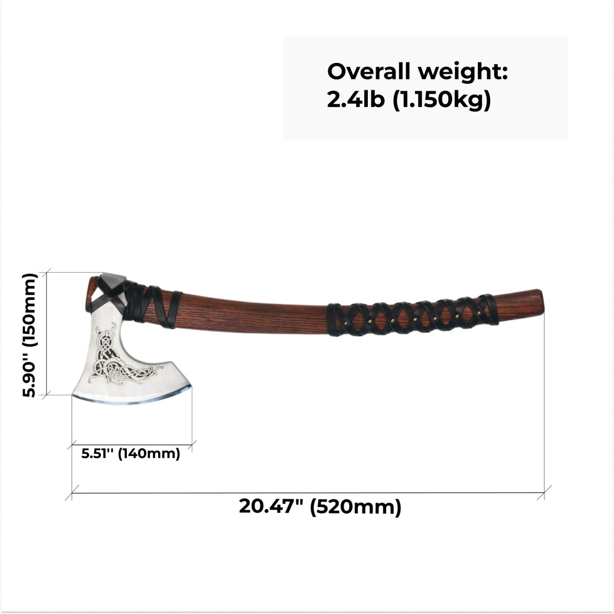 Handmade Norse axe ''Njord" with gently leather wrap