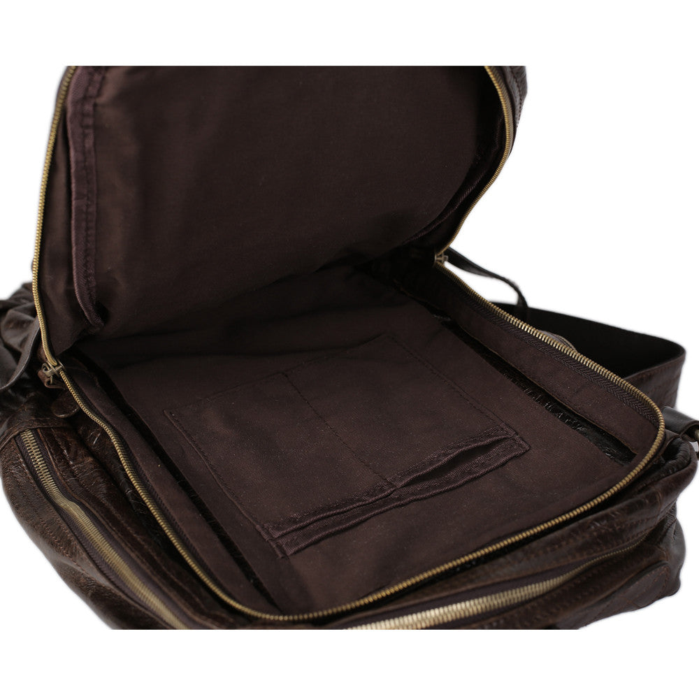 Flash Sale Full Grain Leather Men's Brown Backpack Leather Shoulder Bag