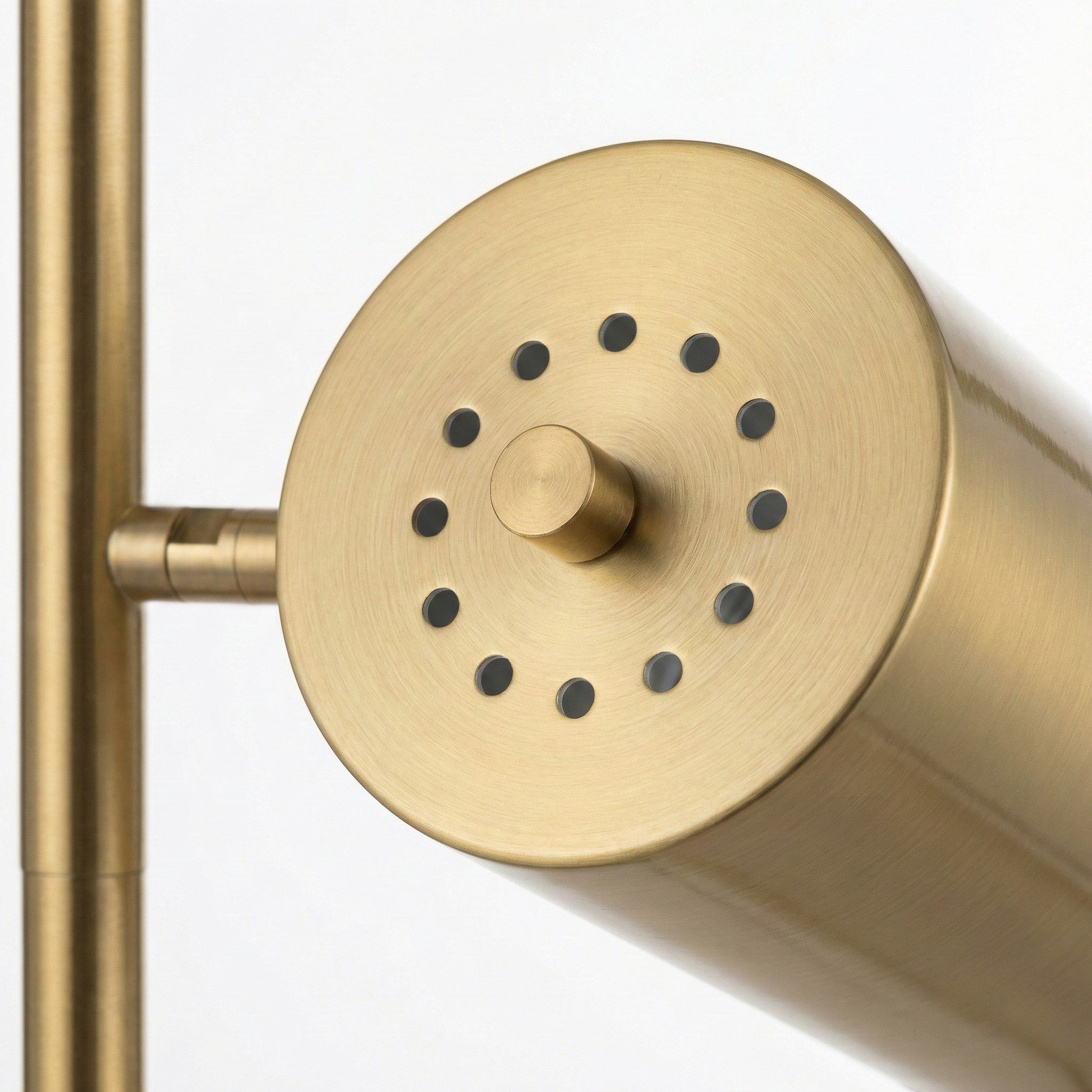 Harmony Brassed Gold Floor Lamp with Rotary Switch Triple Spots Metal Block Base