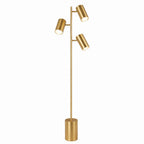 Harmony Brassed Gold Floor Lamp with Rotary Switch Triple Spots Metal Block Base