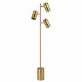Harmony Brassed Gold Floor Lamp with Rotary Switch Triple Spots Metal Block Base