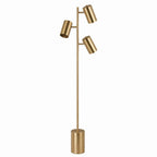 Harmony Brassed Gold Floor Lamp with Rotary Switch Triple Spots Metal Block Base