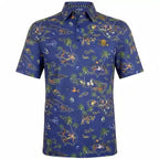 Vintage Hawaiian Men's Golf Shirt - Ocean Blue
