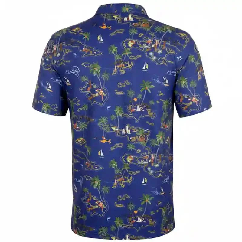 Vintage Hawaiian Men's Golf Shirt - Ocean Blue