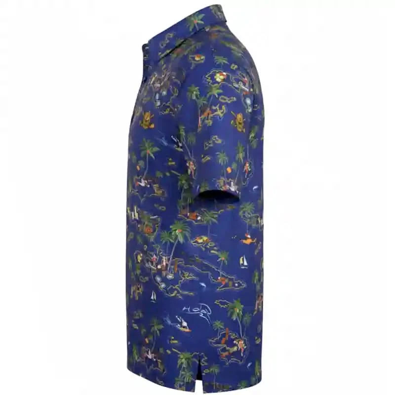 Vintage Hawaiian Men's Golf Shirt - Ocean Blue