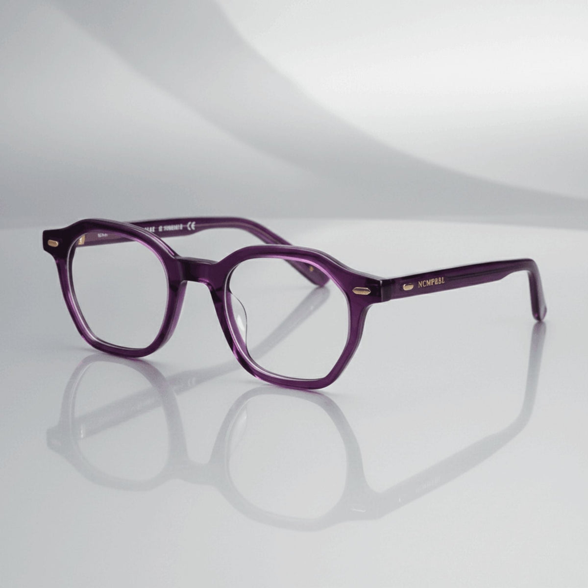 NCMPRBL Haze 46mm Geometric Eyeglasses, Smoked Violet