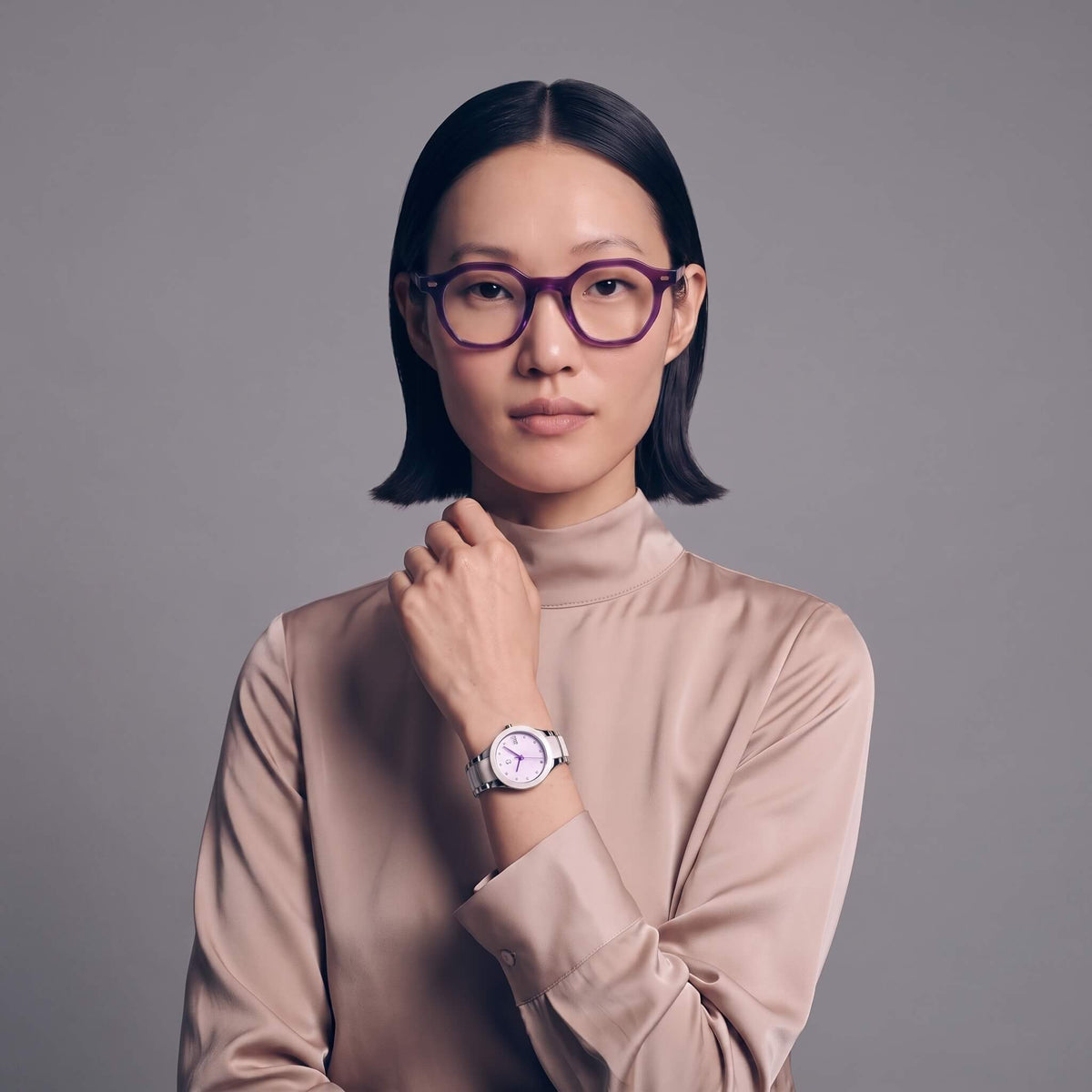 NCMPRBL Haze 46mm Geometric Eyeglasses, Smoked Violet