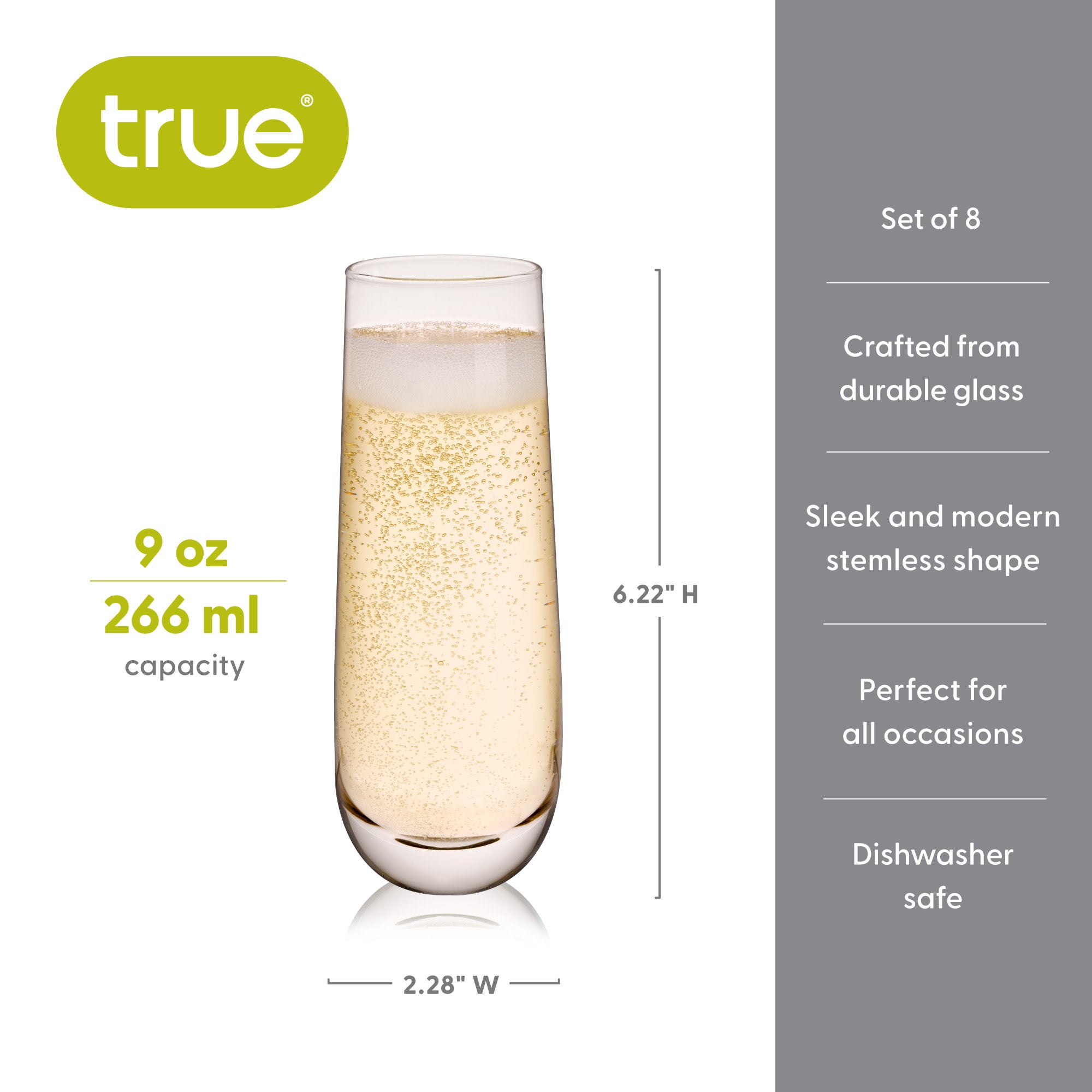 Stemless Champagne Flutes Set of 8