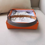 Hermes Men Gold Buckle Belt 'Grey'