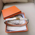 Hermes Men Gold Buckle Belt 'White'