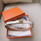 Hermes Men Gold Buckle Belt 'White'