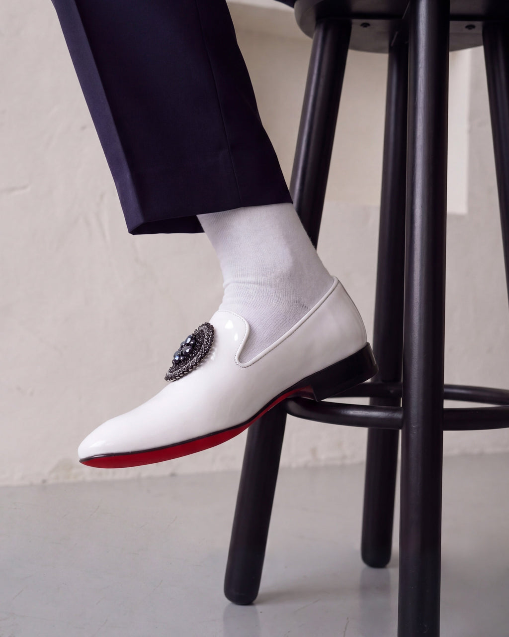 The Pombe White Patent Leather Dress Slip-on Loafer Men Shoe