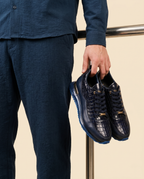 The Marseille Navy Blue Leather Men Sneaker