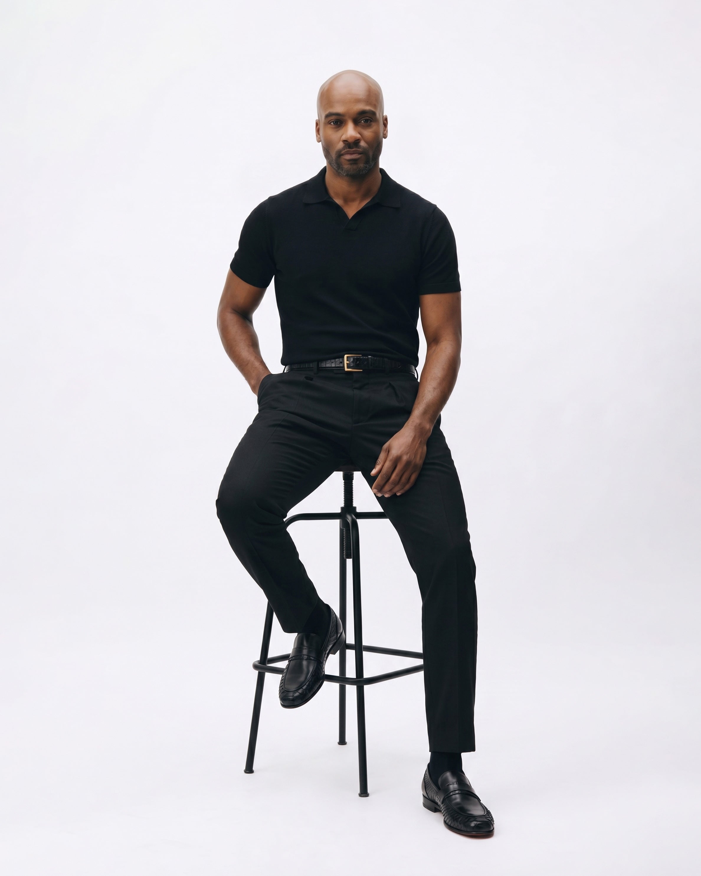 The Aurelio Black Python & Baby Buffalo Leather Penny Loafer