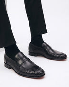 The Aurelio Black Python & Baby Buffalo Leather Penny Loafer